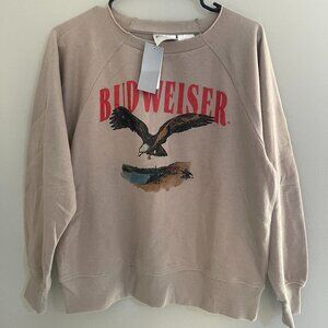 NWT Budweiser Tan Sweatshirt with Eagle Design Size XS